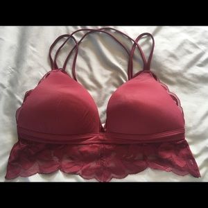 PINK wireless bralette, medium, lace trim, strappy